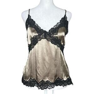 Beverly and Beck Lace Trim Satin Cami Top L Silky Dark Fairy Romantic Whimsigoth